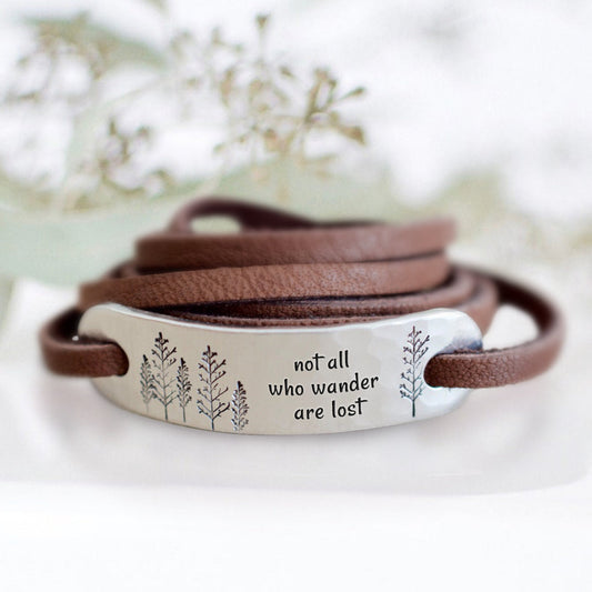 Not All Who Wander Leather Wrap