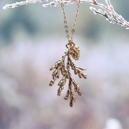 Pine Cone Necklace Gold