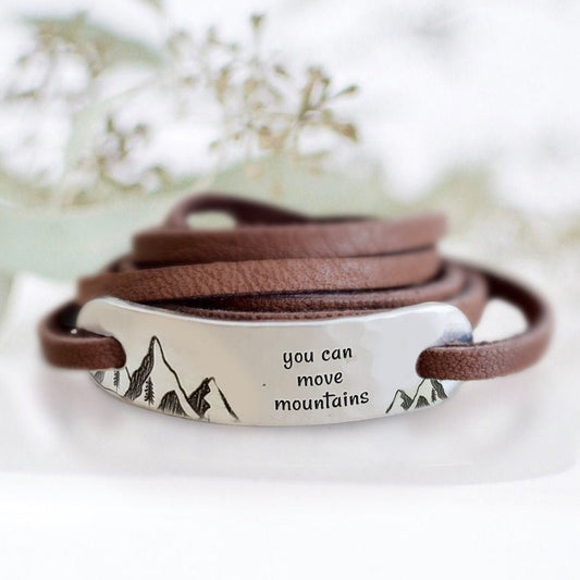 You Can Move Mountains Leather Wrap
